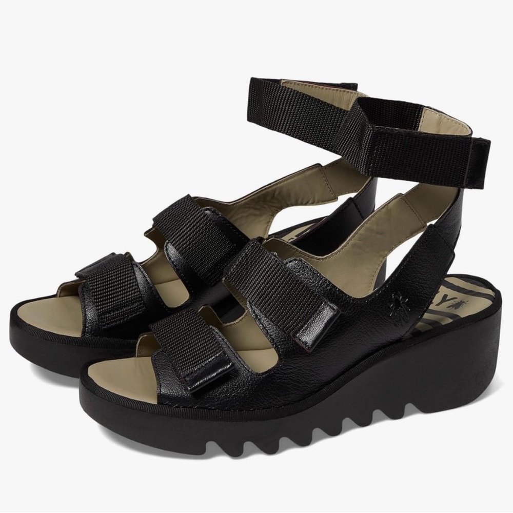 Fly London Black Chunky Sandals